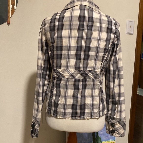 AEROPOSTALE plaid cotton jacket blazer. Gray and white. Front pockets. Size US M - Picture 5 of 10